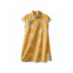 Short Sleeve CheongSam - Little Girl and Sheep