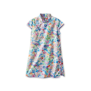 Short Sleeve CheongSam - Colorful Floral