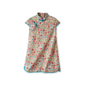 Short Sleeve CheongSam - Red Traditional Floral