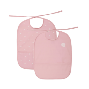 Waterproof feeding bib Pack of 2 - Pink