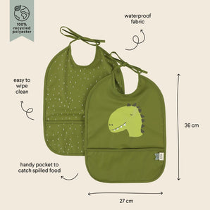 Waterproof bib 2-pack - Mr. Dino